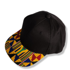 Kente Print Brim Snapback Cap - Black