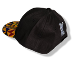 Kente Print Brim Snapback Cap - Black